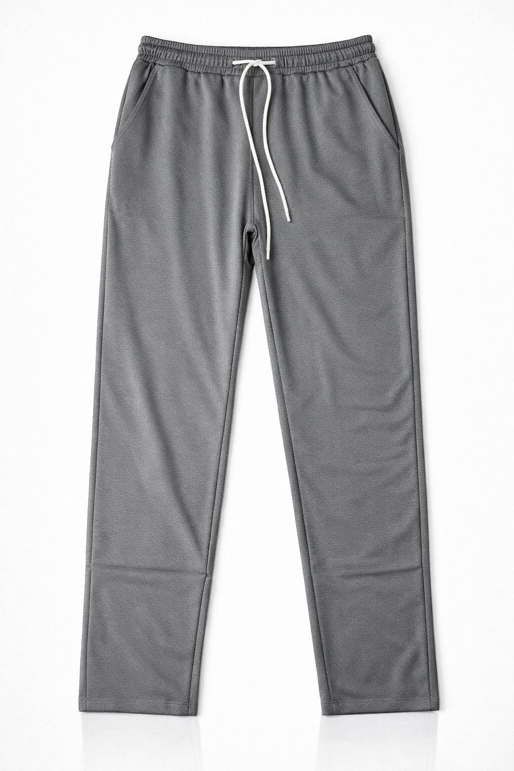 wearanake grey relaxed fit drawstring sweatpants with side pockets and white drawstring